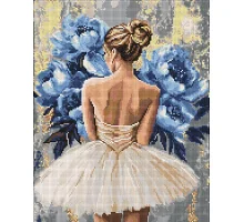 Алмазна мозаїка Балерина з блакитними півоніями art_selena_ua 40х50 Ідейка (AMO8350)