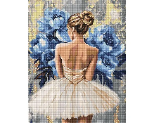 Алмазна мозаїка Балерина з блакитними півоніями art_selena_ua 40х50 Ідейка (AMO8350)