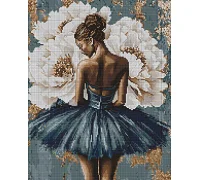 Алмазна мозаїка Балерина з білими півоніями art_selena_ua 40х50 Ідейка (AMO8352)