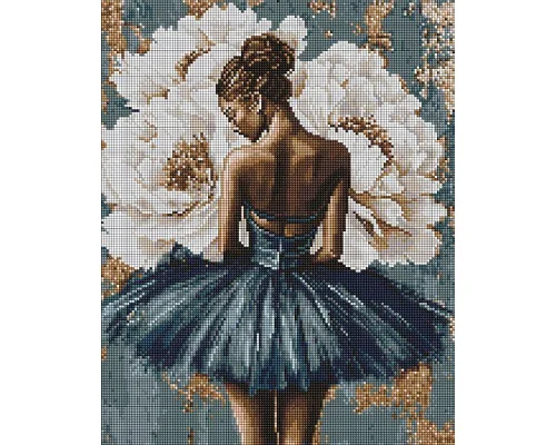 Алмазна мозаїка Балерина з білими півоніями art_selena_ua 40х50 Ідейка (AMO8352)