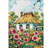 Алмазна мозаїка Мальви біля хати art_selena_ua 30х40 Ідейка (AMO8266)