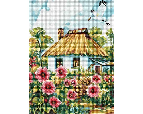 Алмазна мозаїка Мальви біля хати art_selena_ua 30х40 Ідейка (AMO8266)