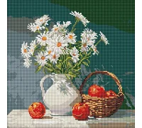Алмазна мозаїка Букет ромашок з яблуками art_selena_ua 40х40 Ідейка (AMO8339)