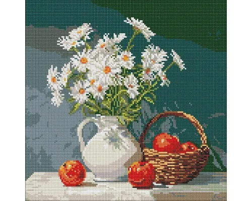 Алмазна мозаїка Букет ромашок з яблуками art_selena_ua 40х40 Ідейка (AMO8339)
