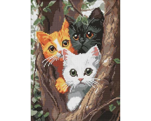 Алмазная мозаика Котики на дереве art_selena_ua 30х40 Идейка (AMO8299)