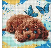 Алмазна мозаїка Милий пудель art_selena_ua 40х40 Ідейка (AMO8337)