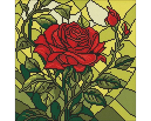 Алмазна мозаїка Вітраж. Троянда art_selena_ua 30х30 Ідейка (AMO8321)