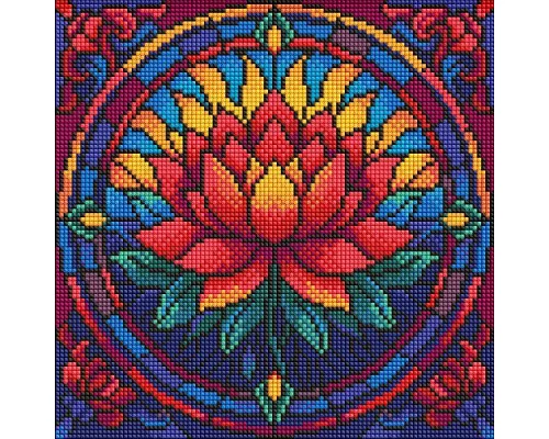 Алмазна мозаїка Вітраж. Лотос art_selena_ua 30х30 Ідейка (AMO8330)