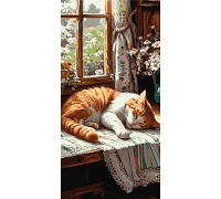 Картина за номерами Рудий котик в ромашках 40х80 см Origami (LW5163)