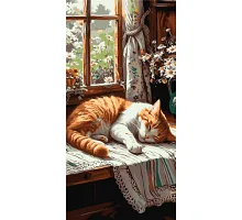 Картина за номерами Рудий котик в ромашках 40х80 см Origami (LW5163)