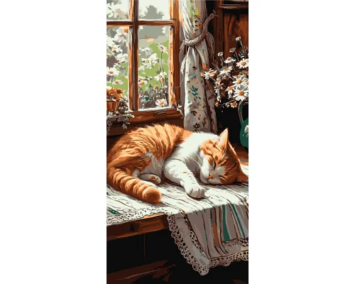 Картина за номерами Рудий котик в ромашках 40х80 см Origami (LW5163)