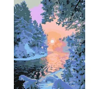 Алмазна мозаїка Зимовий пейзаж 40x50 см Орігамі (OD3096)