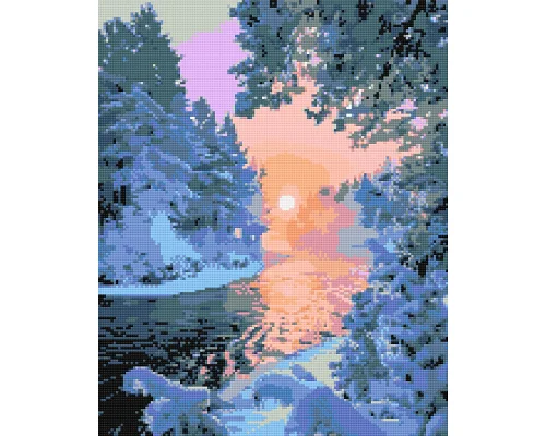 Алмазна мозаїка Зимовий пейзаж 40x50 см Орігамі (OD3096)