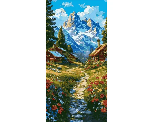 Картина за номерами Ранкова дорога у гори 40х80 см Origami (LW5162)