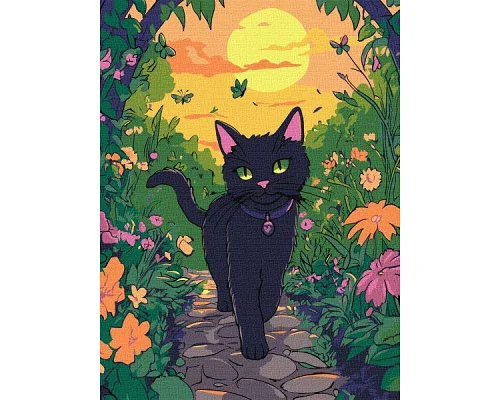 Картина за номерами Котик у саду 30х40 Ідейка (KHO6805)