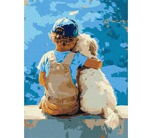 Картина за номерами Хлопчик та пес 30х40 Ідейка (KHO8639)
