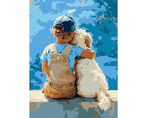 Картина за номерами Хлопчик та пес 30х40 Ідейка (KHO8639)