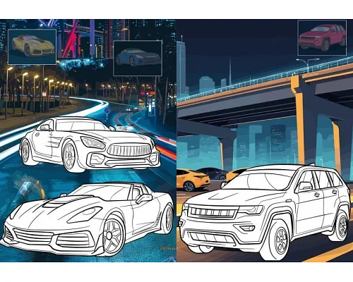 Книжка-раскраска со стикерами Автопарк 21x29 Идейка (CB26)