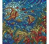 Алмазна мозаїка Вітраж. Морський світ 30х30 Ідейка (AMO8324)