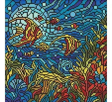 Алмазна мозаїка Вітраж. Морський світ 30х30 Ідейка (AMO8324)
