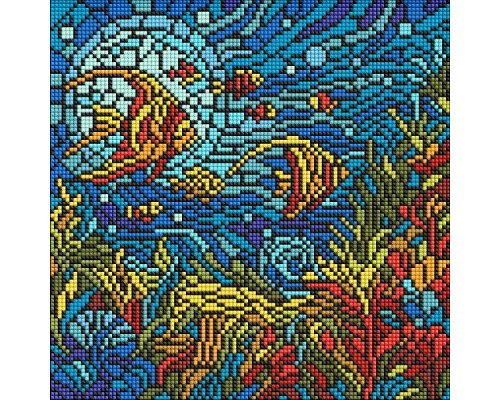 Алмазна мозаїка Вітраж. Морський світ 30х30 Ідейка (AMO8324)