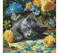 Алмазна мозаїка Кошеня блакитнооке 40х40 Ідейка (AMO8340)