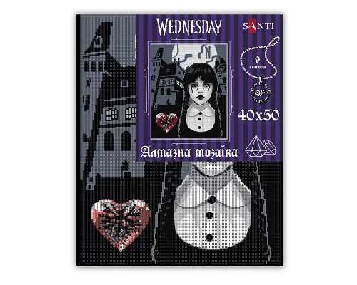 Алмазна мозаїка SANTI Wednesday Secrets of Nevermore 40х50 см на підрамнику (955322)