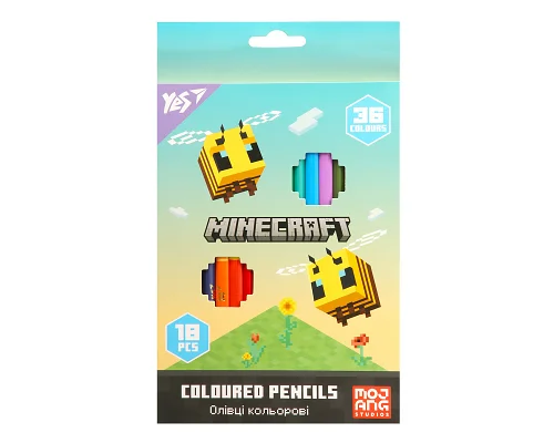 Олівці кольорові Yes 18/36 кольорів Minecraft Spring (290774)