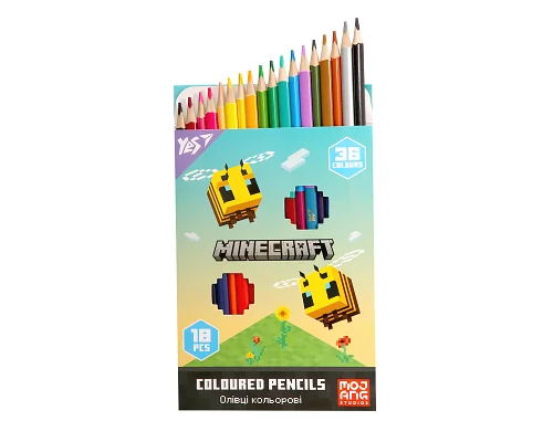 Олівці кольорові Yes 18/36 кольорів Minecraft Spring (290774)