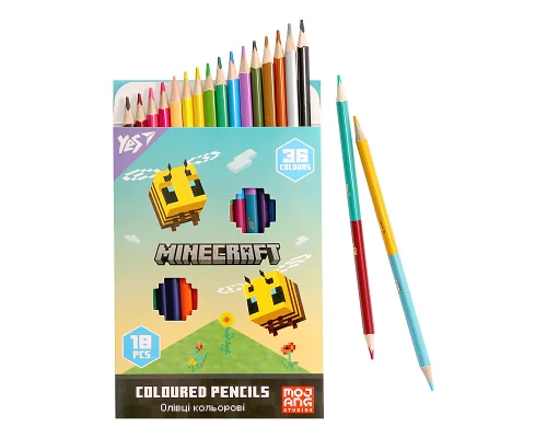 Олівці кольорові Yes 18/36 кольорів Minecraft Spring (290774)