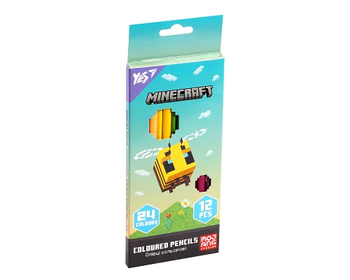 Олівці кольорові Yes 12/24 кольори Minecraft Spring (290775)
