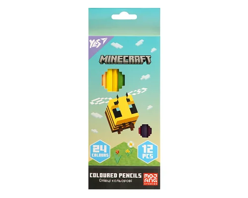 Олівці кольорові Yes 12/24 кольори Minecraft Spring (290775)
