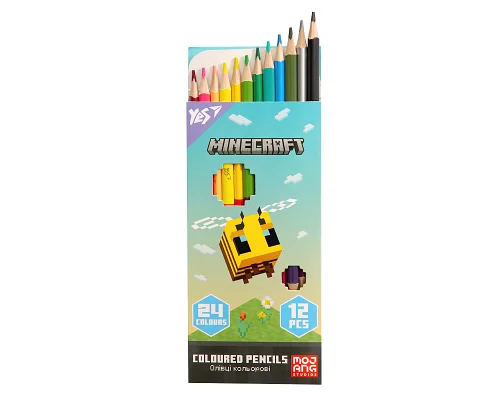 Олівці кольорові Yes 12/24 кольори Minecraft Spring (290775)