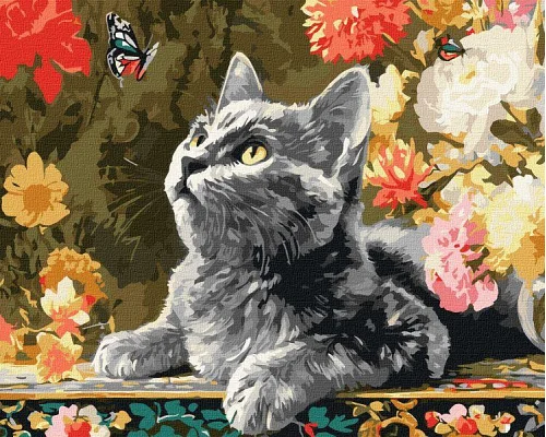 Картина за номерами Кошеня та метелики art_selena_ua 40х50 Ідейка (KHO6818)