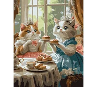 Картина за номерами Вечірка котячих леді art_selena_ua 40х50 Ідейка (KHO6691)