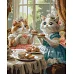 Картина за номерами Вечірка котячих леді art_selena_ua 40х50 Ідейка (KHO6691)