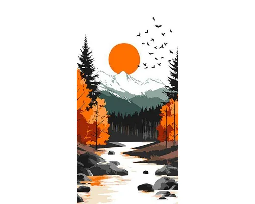 Картина по номерам Желтый месяц среди осеннего леса art_selena_ua 40х80 Идейка (KHO6415)