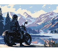 Картина по номерам Мотоциклист в горах art_selena_ua 30х40 Идейка (KHO8449)