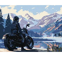 Картина по номерам Мотоциклист в горах art_selena_ua 30х40 Идейка (KHO8449)