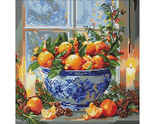 Алмазна мозаїка Цитруси у вазі art_selena_ua 40х40 Ідейка (AMO20007)