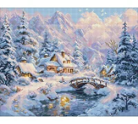 Алмазна мозаїка Зимовий затишок серед гір art_selena_ua 40х50 Ідейка (AMO20001)