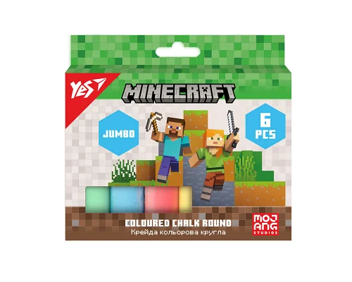 Крейда кольорова Yes Minecraft 6 штук JUMBO (400558)