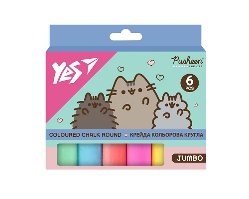 Крейда кольорова Yes Pusheen 6 штук JUMBO (400559)
