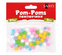 Помпони SANTI з люрексом голографічним кольорові d 8мм 54шт/уп (955440)
