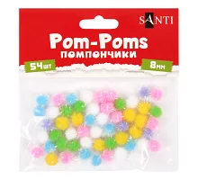 Помпони SANTI з люрексом голографічним кольорові d 8мм 54шт/уп (955440)