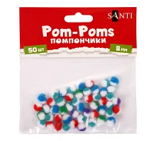 Помпони SANTI двокольорові мікс 5 кольорів d 8мм 50шт/уп (955446)