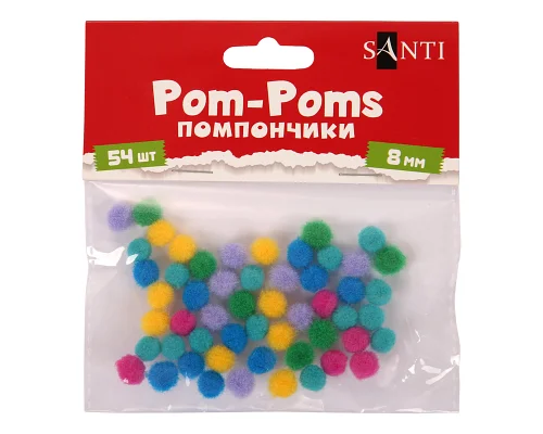 Помпони SANTI кольорові d 8мм 54шт/уп (955449)