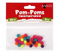 Помпони SANTI неонові кольори асорті акрил d 8мм 30шт/уп (955450)