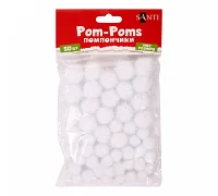 Помпони SANTI з люрексом голографічним білі d 10мм 12мм 15мм 18мм 20мм 50шт/уп (955454)