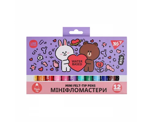 Фломастеры Yes 12 цветов Line Friends Mini (650594)
